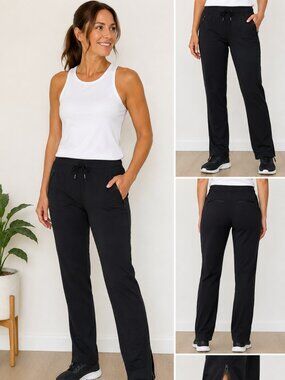 Athleta Black Performance Travel Pants – Stretch, Zip Pockets & Ankle Zip Size 4